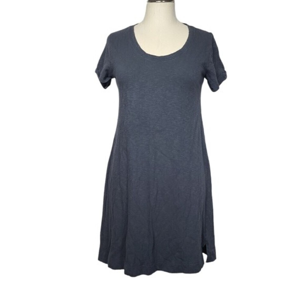 Lou & Grey For Loft Basic Casual Short Sleeves Mini Gray Dress XS